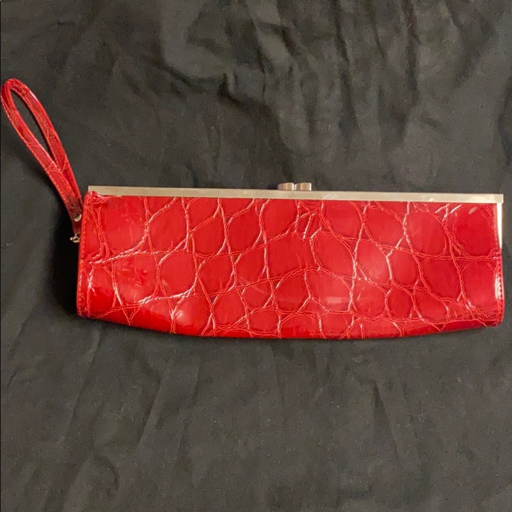 Red crocodile clutch